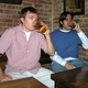 Flemming (left) shares "one quick beer" with his friend Galveston.